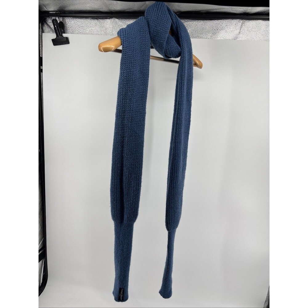 Freya Harper Long Sleeve Wool Blend Scarf Thumb holes Blue Multifunctional